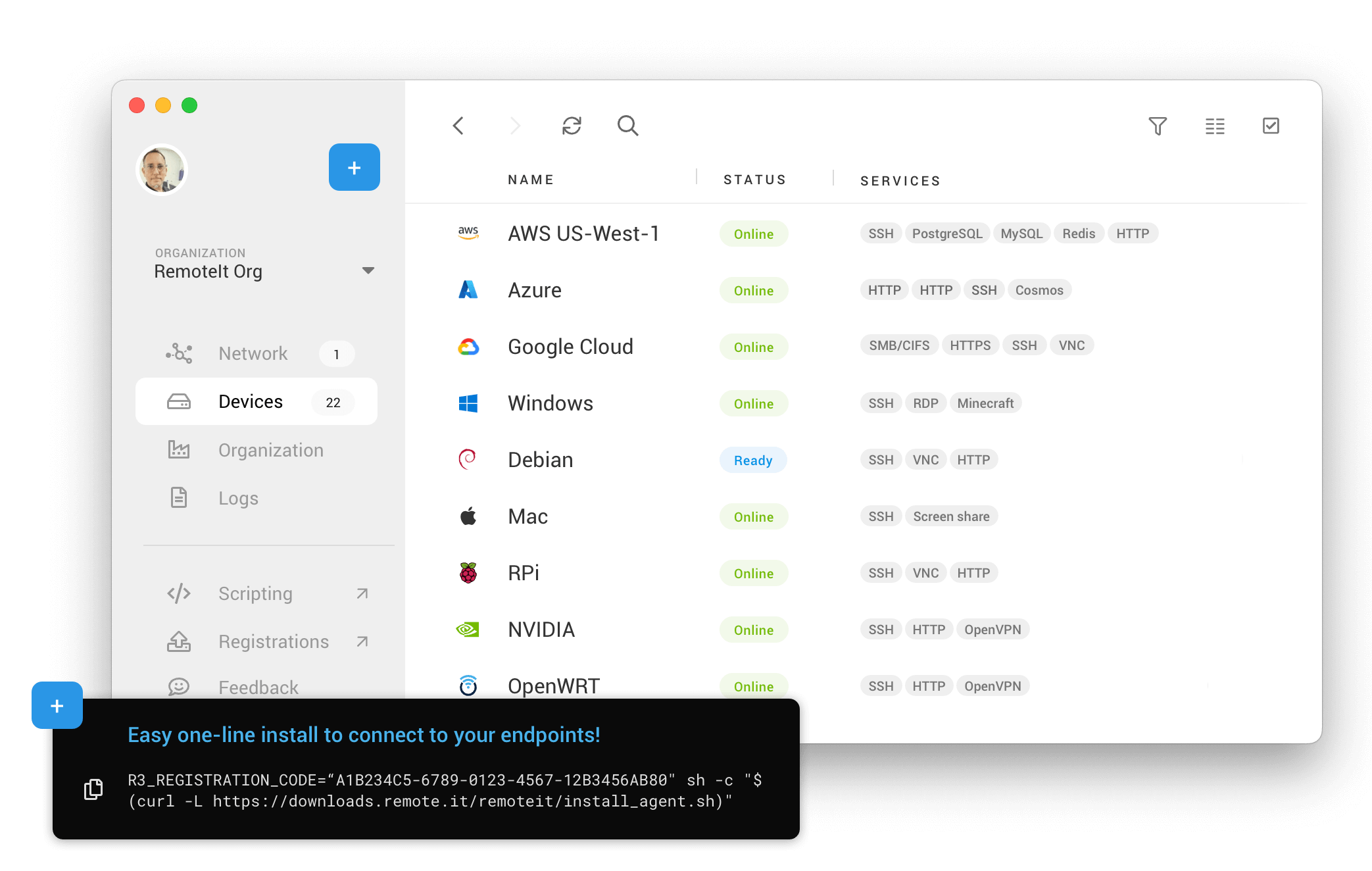 Networks as Code allows users to deploy secure access programmatically. Use our one-line install to build connectivity directly into your infrastructure