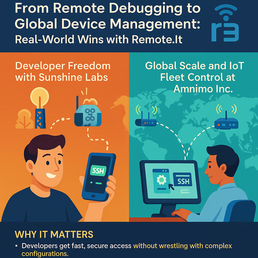 Two companies, thousands of devices, zero complexity. See how Remote.It eliminates VPNs, port forwarding, and IP headaches for secure IoT access.
